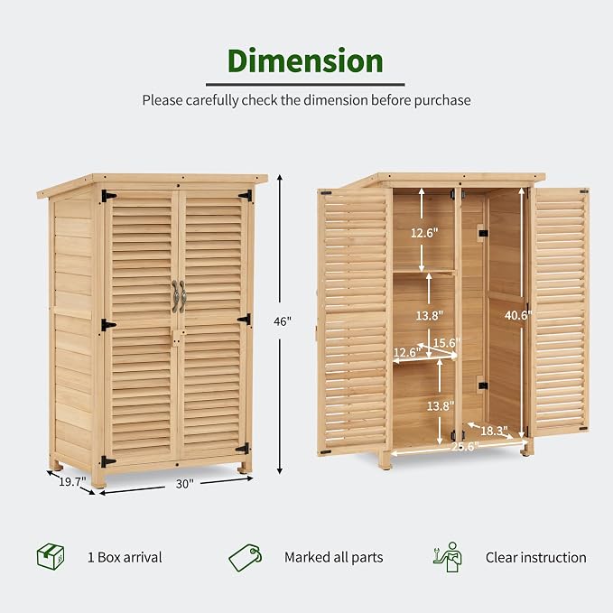 MCombo Outdoor Storage Cabinet, Wooden Storage Shed - Image 3