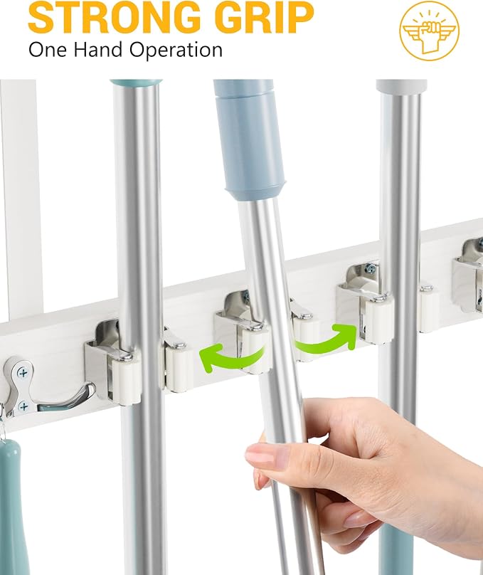 Lorbro Broom Holder Door Mount, Over the Door Broom and Mop Holder - Image 5