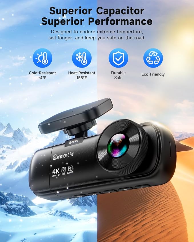 3 Channel Dash Cam, SARMERT 4K Dash Cam Front Inside and Rear - Image 8