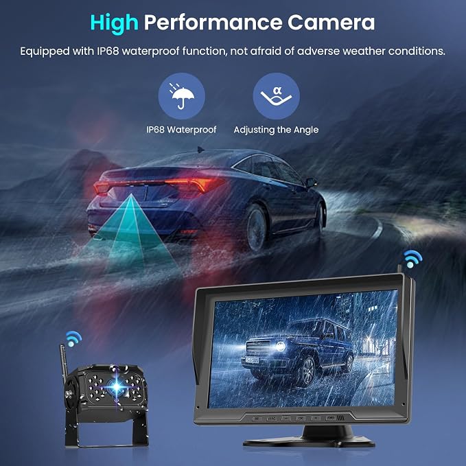 1080P Wireless Backup Camera Digital System Kit, Hodozzy 10.1 Inch HD 4 Quad - Image 3