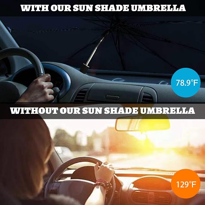 Windshield Sun Shade Umbrella, Portable Foldable, Spring Structure Wind Shield - Image 2