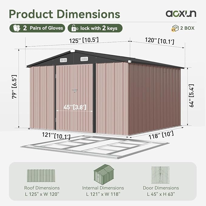 Aoxun 10x10 FT Shed Outdoor Storage Shed - Image 2