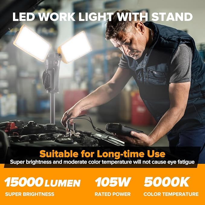 LUTEC 【Upgraded】 6290Pro 15000 Lumen 105 Watt Dual-Head LED Work Light - Image 2