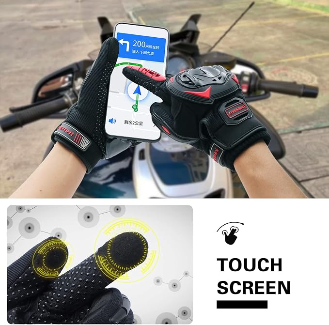 Motorcycle Gloves Touch Screen Full Finger Riding Gloves Knuckle Protection - Image 3