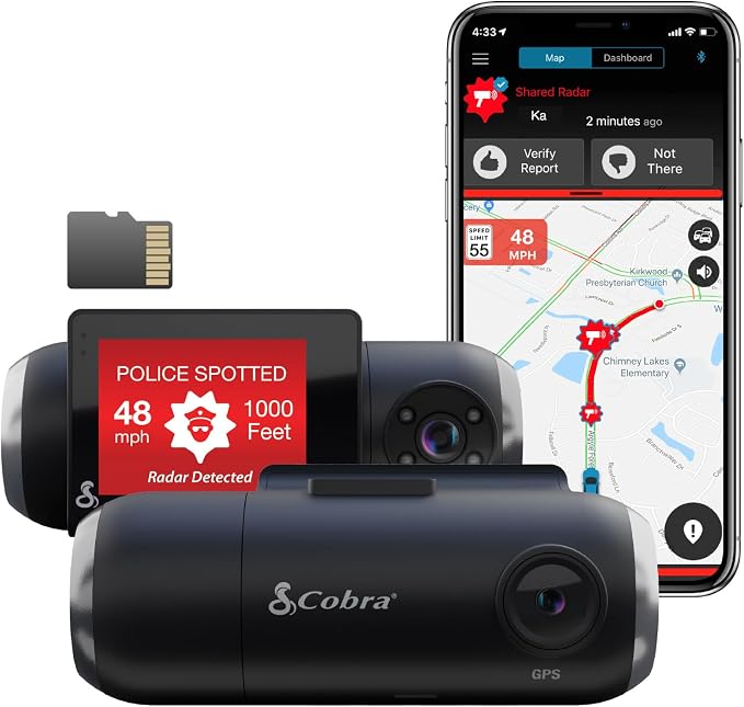 Cobra Smart Dash Cam with Interior Cam by CobraElectronics