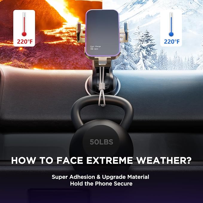 Wireless Car Charger, 【7 Colored RGB Backlit】 15W Auto Clamping Phone Holders - Image 4