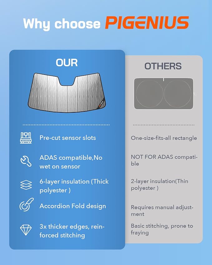 Windshield Sun Shade for Kia Rio 2013-2017, Front Window Sunshade Shield - Image 6