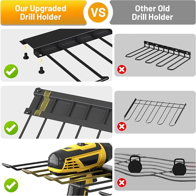 4-Layer Wall-Mounted Power Tool Organizer Rack, Heavy Duty Adjustable Shelves - Image 5