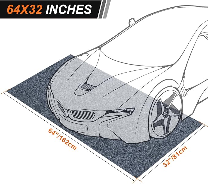 2-pc 64 X 32 Inch Heavy Duty Oil Spill Mat, 6.5mm Thickened Garage Floor Mat - Image 3