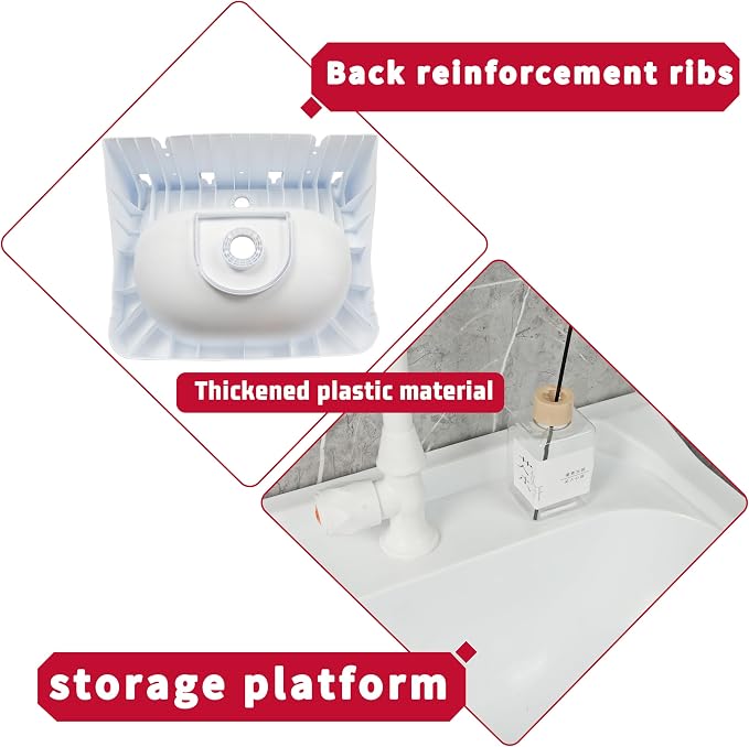 Wall Mount Bathroom Sink 19.7*15.3 No-Drill Installation Self-Adhesive Wash - Image 6