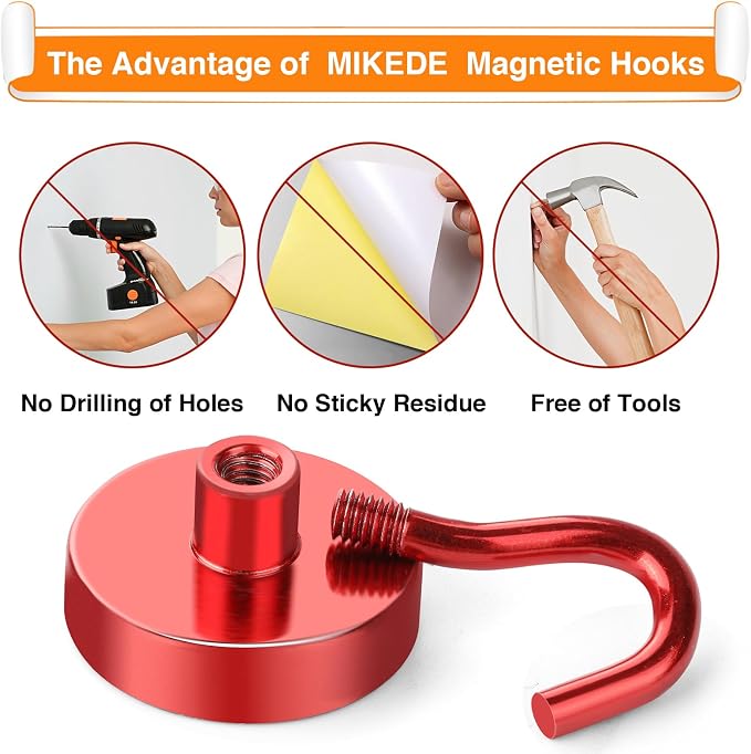 MIKEDE Magnetic Hooks Heavy Duty, 80LB Strong Magnet - Image 3