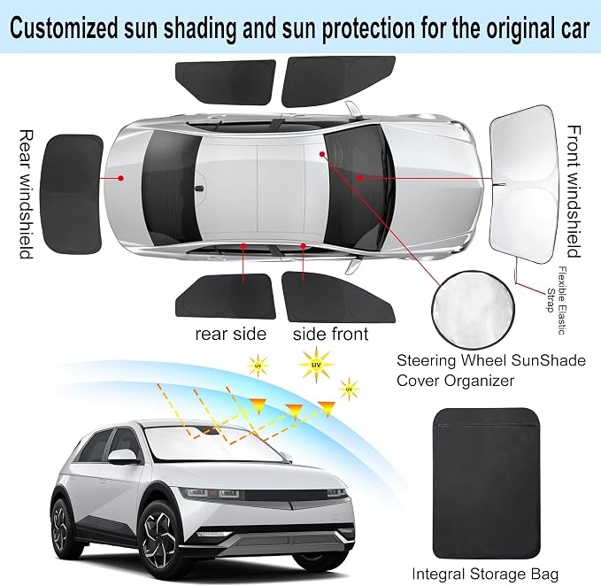 TINGLU Window Shades for Hyundai Ioniq 5 2022-2024 2025 Accessorie Car Side - Image 3