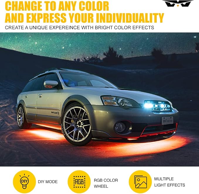 LUMENIX Double Row RGB LED Car Underglow Lights Kit, w/Dynamic Music & DIY Mode - Image 4