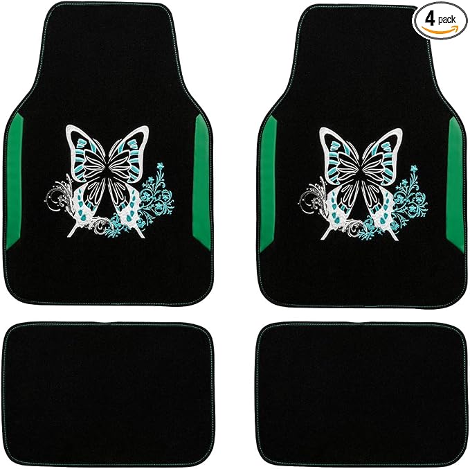 CAR PASS Embroidery Butterfly Car Floor Mats, Universal Fit by CARPASS
