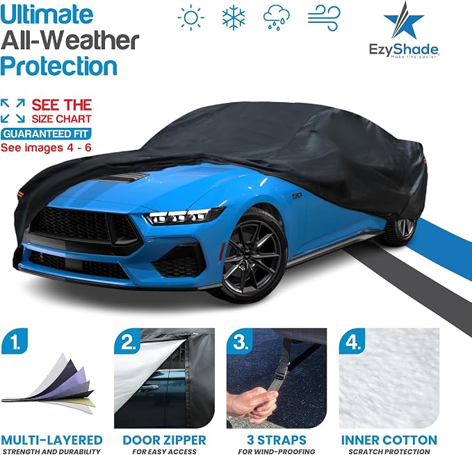 EzyShade 10-Layer Waterproof Sports Car Cover. See Vehicle Size-Chart - Image 2