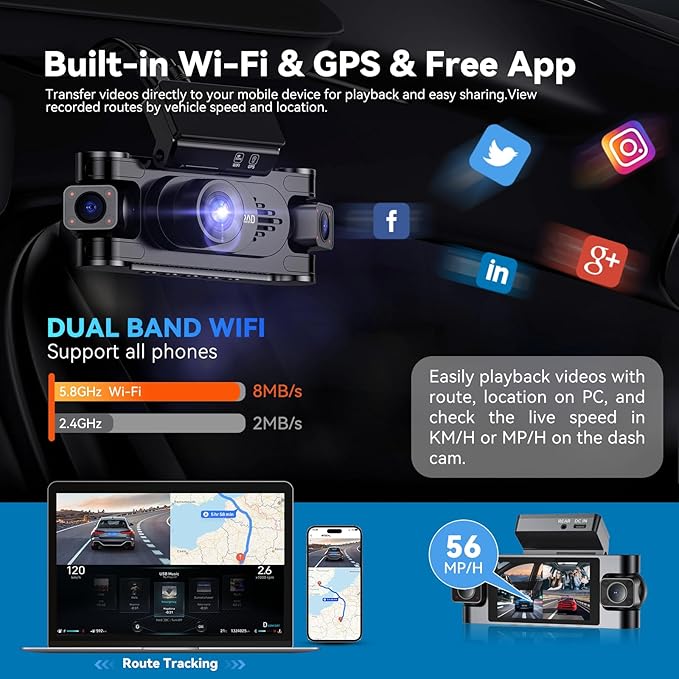 4K 360° DashCam for Cars, 4 Channel Car Dash Cam Front and Rear Inside - Image 6