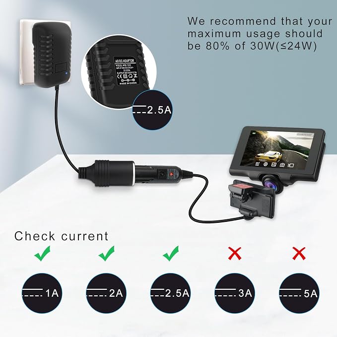 inShareplus 12V 2.5A 30W AC to DC Converter, 12 Volt Cigarette Lighter Adapter - Image 5