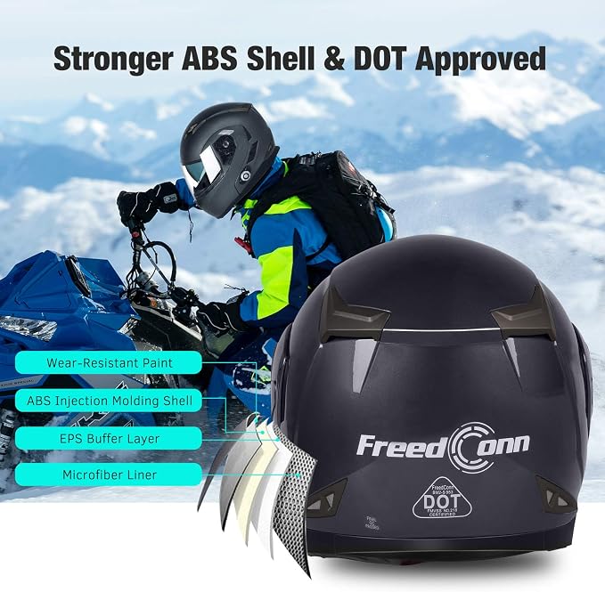 FreedConn BM2-S Bluetooth Motorcycle Helmet, Flip-Up Modular Motorbike Helmet - Image 2