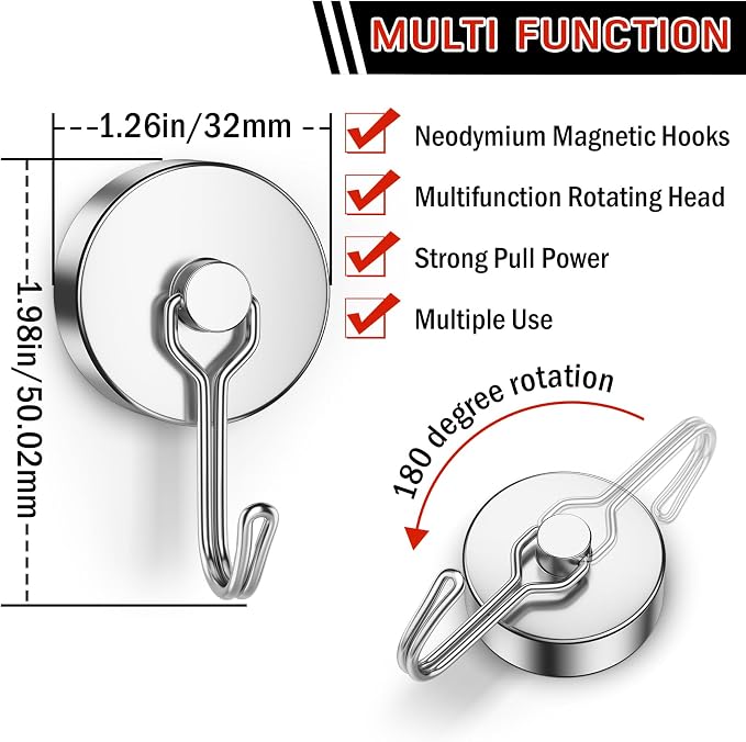 FINDMAG 100lbs+ Magentic Hooks Heavy Duty, Super Strong Magnetic Hooks - Image 2