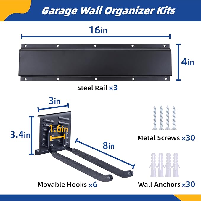 Garage Tool Organizer Wall Mount, Heavy Duty Garden Tool Organizers - Image 7