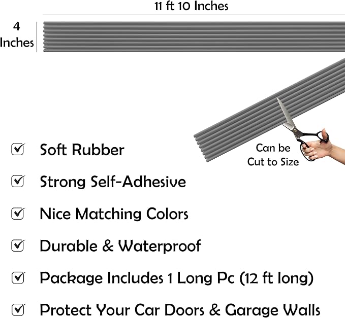 Rubber Bond Garage Wall Protectors - 4in x 12ft Strong Self-Adhesive Rubber - Image 2