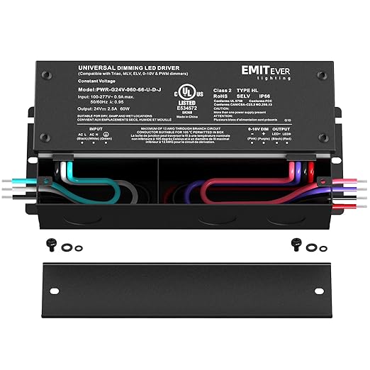 EMITEVER 60W Dimmable LED Driver, 24V Triac Dimmable Power Supply, AC to DC - Image 2