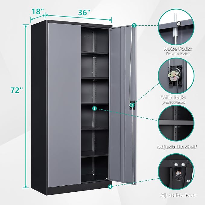 SISESOL Wide & Deep Metal Storage Cabinet - Image 2