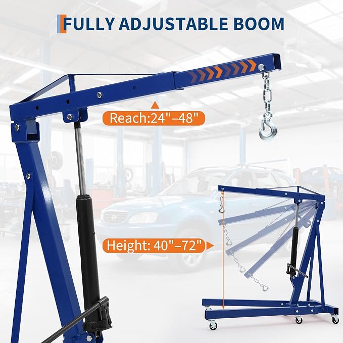 Engine Hoist Cherry Picker, 2 Ton Folding Hydraulic Engine Hoist - Image 3