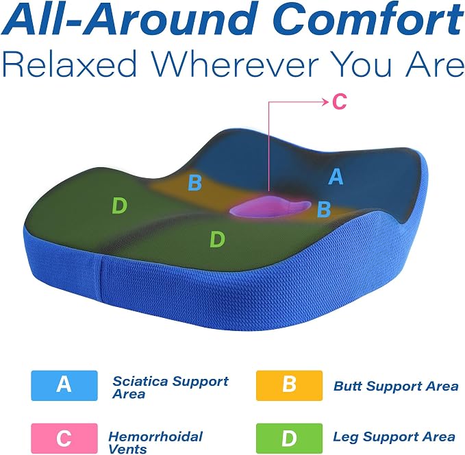 Car Seat Cushion, Ergonomic Memory Foam Car Cushion - Image 4