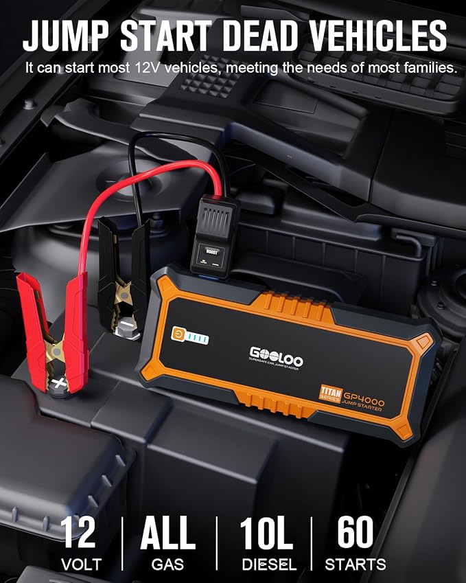 GOOLOO 4000A Peak Car Jump Starter 12V Auto Battery Booster SuperSafe Lithium - Image 2