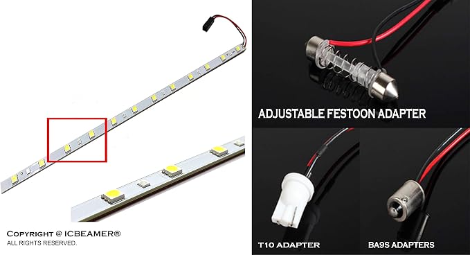 ICBEAMER 12" Color Changing from Blue to White 18 SMDs 5050 LED Light Strip - Image 2