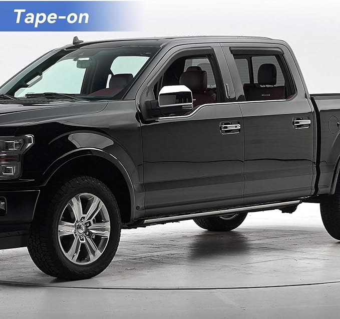 Window Visors Rain Guards for 2015-2025 Ford F150 SuperCrew, Out-Channel Sun - Image 4