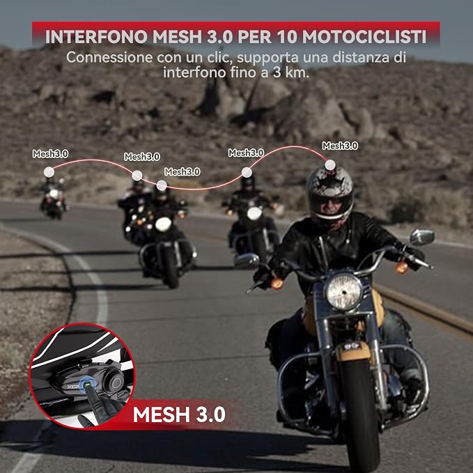 X10 10 Riders Group Mesh Motorcycle Intercom, 3000m Motorcycle Bluetooth - Image 2