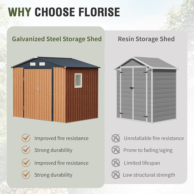 8x6 Ft Storage Shed, Large Outdoor Shed - Image 7