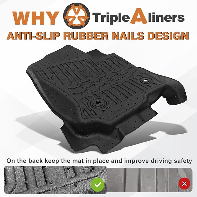 TripleAliners Floor Mats & Trunk Mat & Rear Seatback Cover All Weather TPE - Image 7