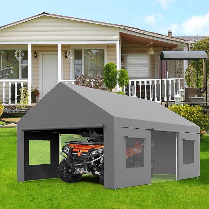 13x20 FT Heavy Duty Carport, Oversized Portable Garage - Image 5