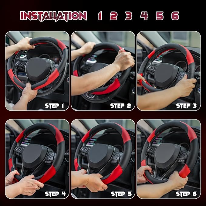 Breathable Soft Leather Steering Wheel Cover - Image 7