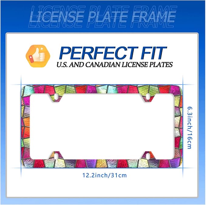 Pretty Cut Glass License Plate Frame Colorful License Plate Stainless Steel - Image 7