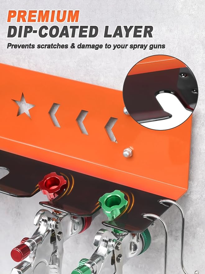 Paint Spray Gun Rack for Magnetic or Wall Mount, Holds 7 Gravity Feed Guns or 4 - Image 8
