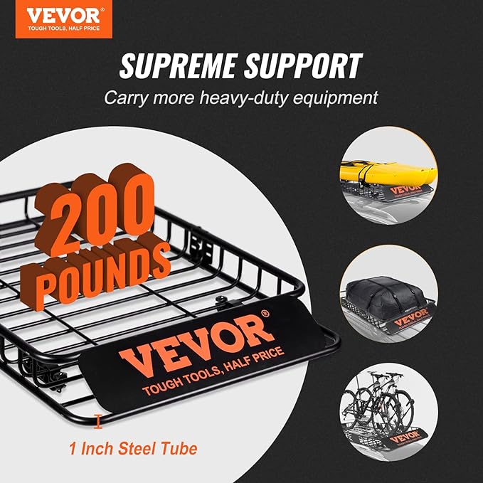 VEVOR Roof Rack Cargo Basket, 200 LBS Capacity Universal Rack Carrier - Image 2