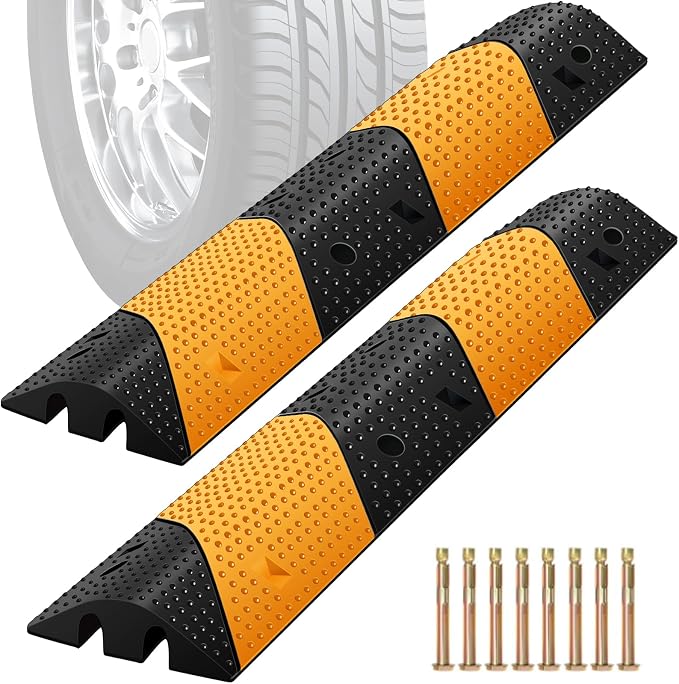 Rubber Speed Bumps for Road, 78.7'' Total Long, 66000 LBS Load Capacity by Unknown