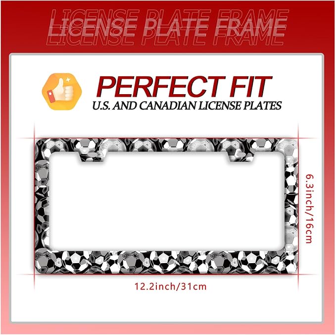 Personalise Soccer Ball Pattern License Plate Frame Funny License Plate Auto - Image 7