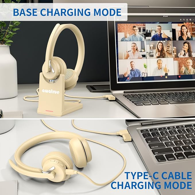 Wireless Headset with Mic, 2.4GHz Bluetooth Headset with AI Noise Cancelling - Image 6