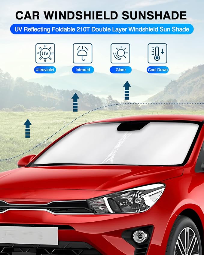KUST Windshield Sun Shade for Kia Rio 2018-2023 Window Shade Sun Visor Cover - Image 2