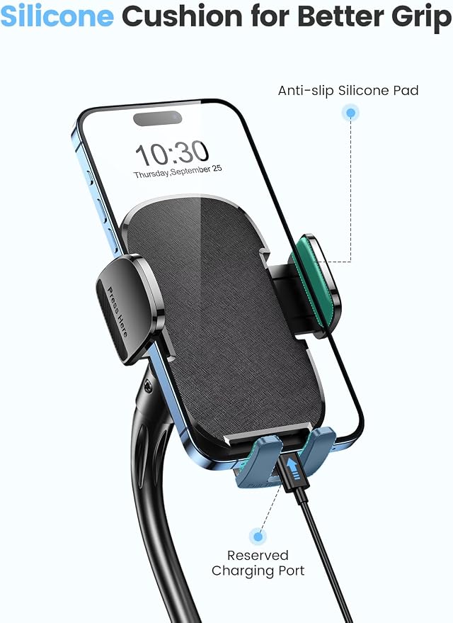 Car Phone Holder, Dual 360° Rotate Gooseneck Cup Holder Phone Mount - Image 5