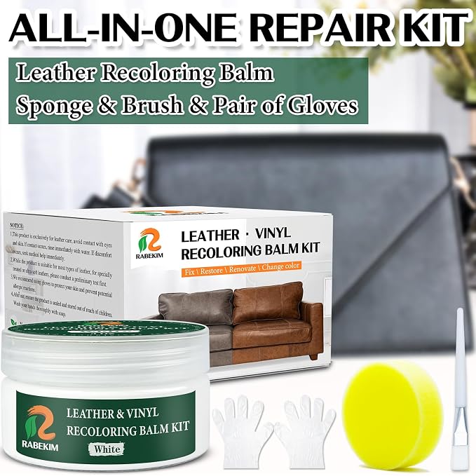 White Leather Repair Kit, Leather Recoloring Balm – Restore & Repair Faded - Image 4