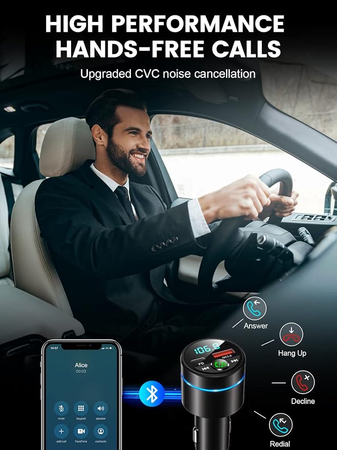 FM Transmitter for Car Bluetooth 5.3, PD 30W & QC3.0 18W Fast Car Charger - Image 6