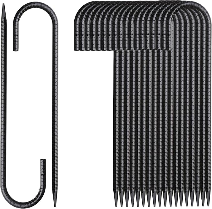 Rebar Stakes 12 Inch 20 Pack J Hook Ground Stakes Heavy Duty Chain Link Fence by MSWY