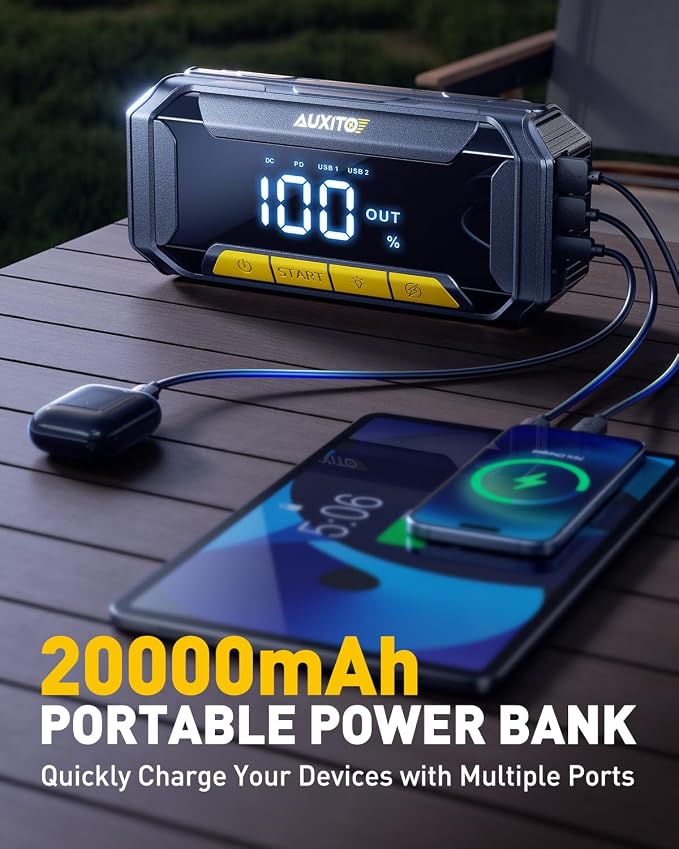 AUXITO 8000A Car Battery Jump Starter Boost Force Start Function Jump Box 60W - Image 6