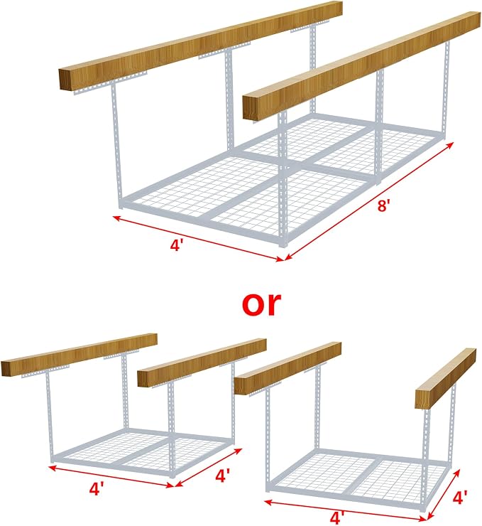 The Atlas Pro 4 x 8 ft Overhead Garage Storage Rack, Ultra Duty 1250lbs Weight - Image 6